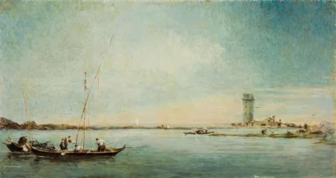 Veduta della laguna con la torre di Marghera ( copia da Francesco Guardi)