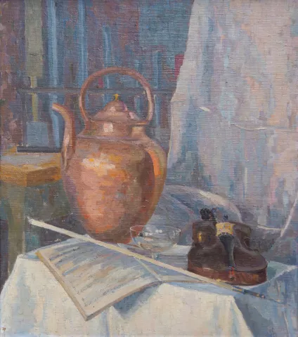 Brocca in rame con violino