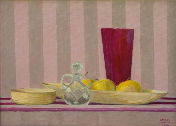 Vaso rosso, mele  (collezione privata)