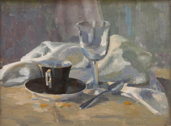 Tazzina nera, bicchiere  (collezione privata)